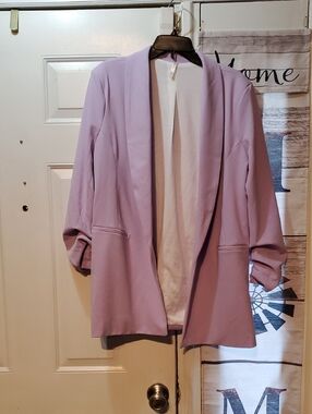 JM Collection Lilac Open-Front Blazer